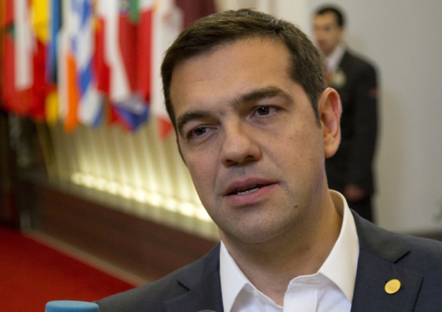 Greek prime minister Alexis Tsipras leaves an EU summit in Brussels yesterday