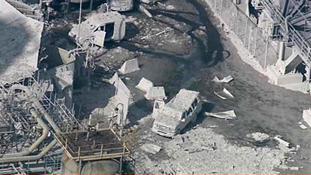 An aerial view shows the aftermath of an explosion at an Exxon Mobil refinery in Torrance California Feb. 18 2015