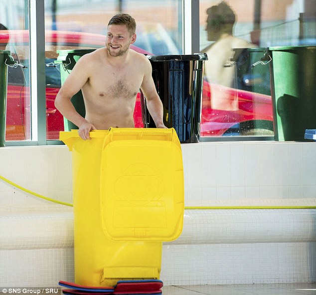 Scotland playmaker Russell is all smiles during a recovery session and hopes to take on Samoa