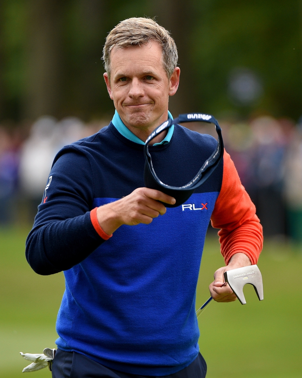 WOBURN ENGLAND- OCTOBER 10 Luke Donald of England on the par four 18th hole during the third round of the British Masters at Woburn Golf Club