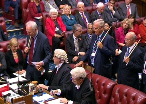 The results of the vote by the House of Lords to an amendment put down by independent crossbench peer Baroness Meacher to delay controversial cuts to tax credits is read out in the House of Lords. PRESS ASSOCIATION