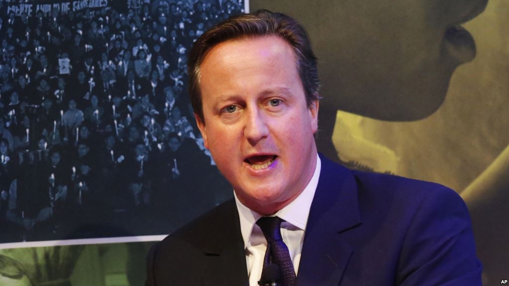 British Prime Minister David Cameron speaks during a post-2015 development panel discussion Sunday Sept. 27 2015