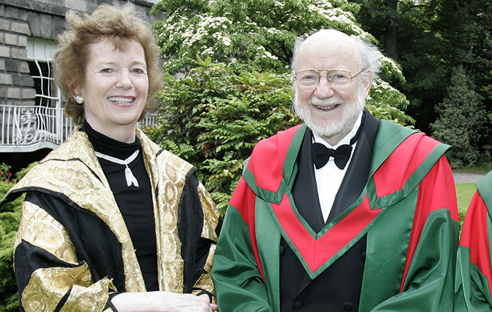 Chancellor of the Trinity College Dublin Mary Robinson with Professor William Campbell at Trinity