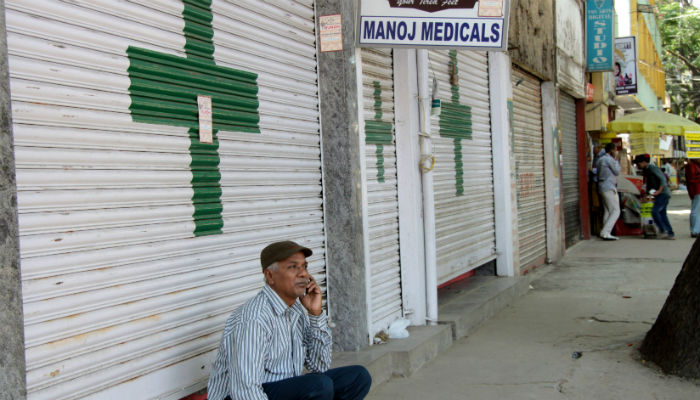 Bengaluru Chemist shops remain closed as chemists go on a strike to protest against online sale of medicines in Bengaluru on Oct 14 2015