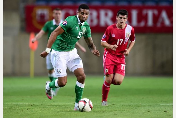 Cyrus Christie in action against Gibraltar       	      	     VIEW