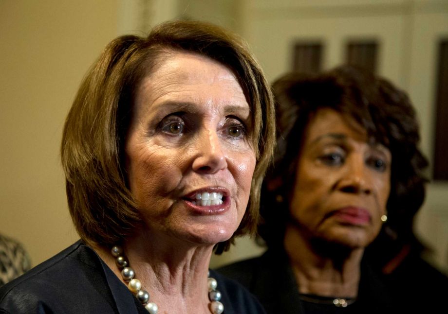 House Minority Leader Nancy Pelosi of Calif. accompanied by Rep. Maxine Waters D-Calif. speaks during a Friday news conference about reviving the Export Import Bank. Main street Republicans have teamed up with Democrats to assure a House vote on revivi