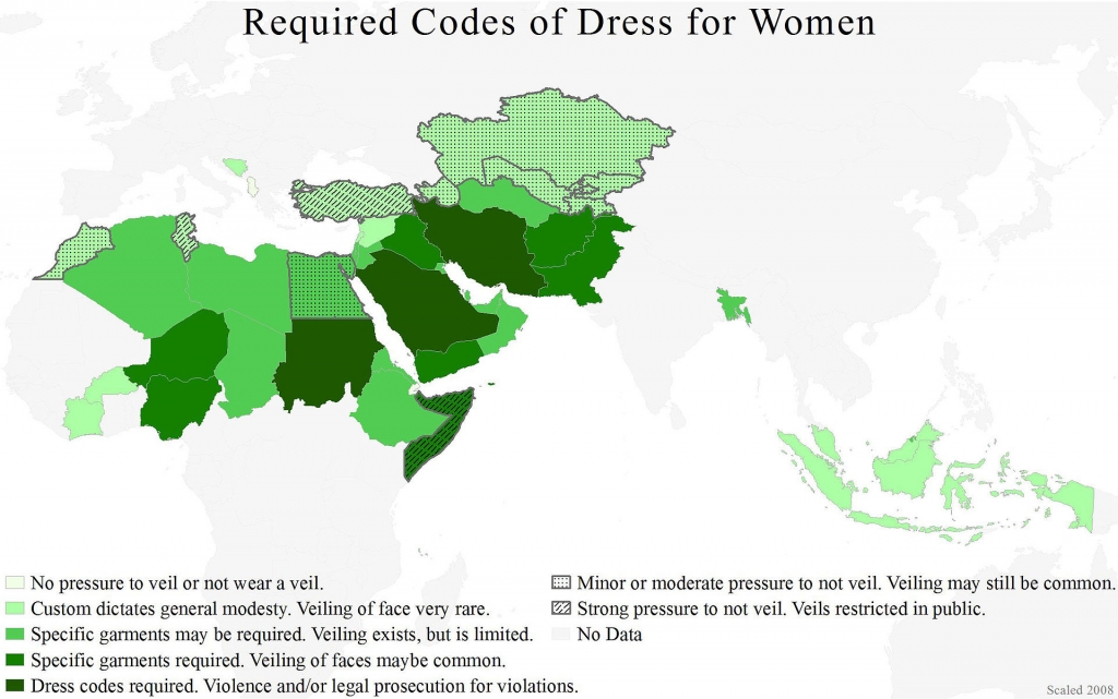 Dress requirements in the Muslim world via Wikimedia Commons