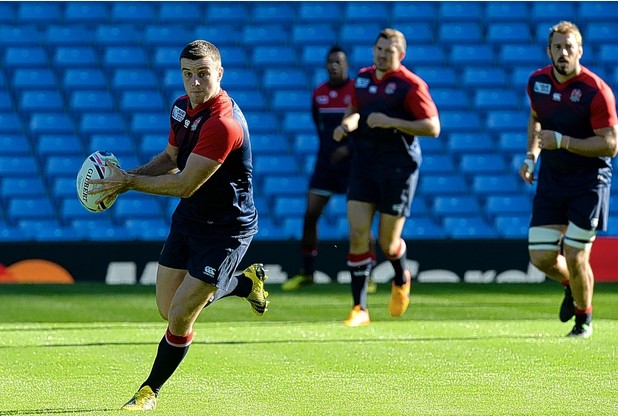 England and Bath fly-half George Ford left during the captain's run at the City of Manchester Stadium yesterday