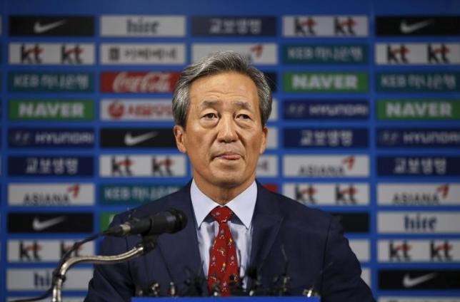 FIFA presidential candidate Chung Mong-joon speaks during a news conference in Seoul South Korea