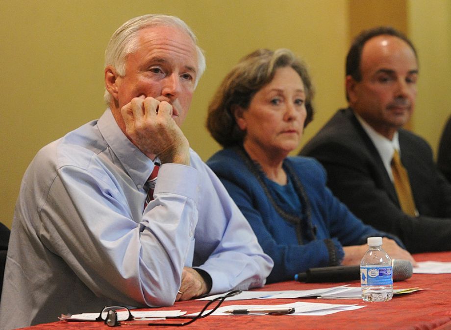 From left Bridgeport Mayor Bill Finch Mary Jane Foster and Joe Ganim during a mayoral debate