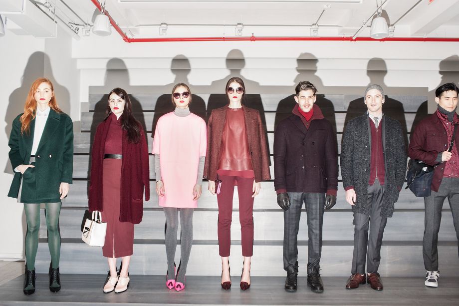 Manhattan New York- A group of models pose during the Banana Republic Presentation at Glasgow Caledonian University for the Mercedes Benz New York Fashion Week Fall 2015. Saturday