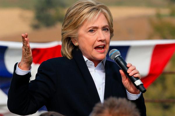 Democratic presidential candidate Hillary Rodham Clinton speaks Wednesday Oct. 7 2015 during a campaign stop at the Westfair Amphitheater in Council Bluffs Iowa