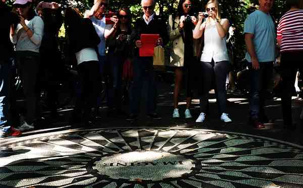 About 2000 people turned up in Central Park to mark what would have been John Lennon's 75th birthday