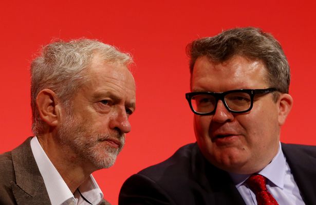 Labour party leader Jeremy Corbyn with deputy leader Tom Watson at Labour's annual conference in Brighton