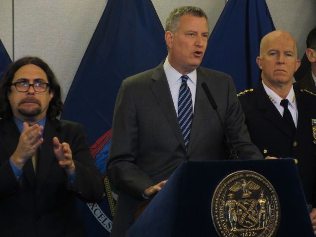 Mayor Bill de Blasio at the Office of Emergency Management