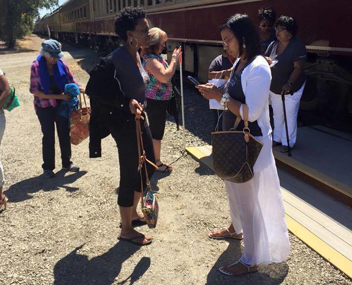 Members of Sistahs on the Reading Edge after being ejected from Napa Valley Wine Train on Aug. 22