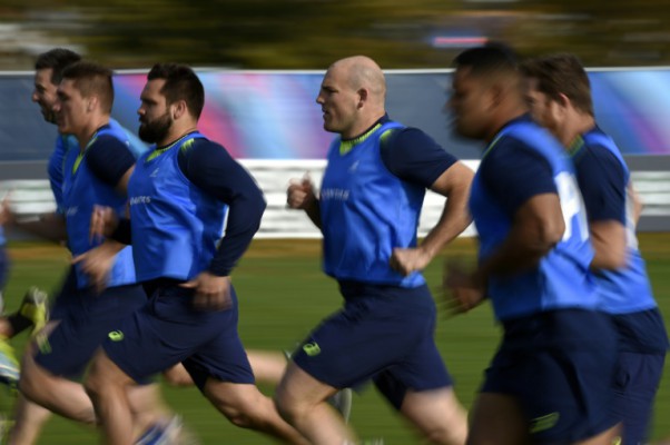 AFP  Martin BureauAustralia's hooker and captain Stephen Moore runs with team-mates during a training session in Teddington west London