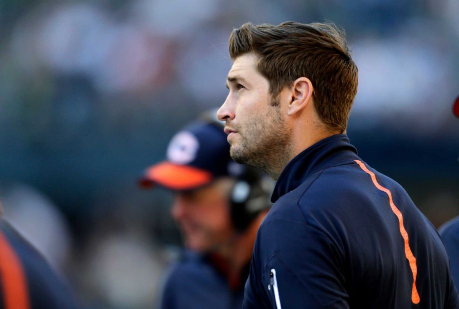 Injured Chicago Bears quarterback Jay Cutler stands on the sidelines in the second half of an NFL football game against the Seattle Seahawks Sunday Sept. 27 2015 in Seattle