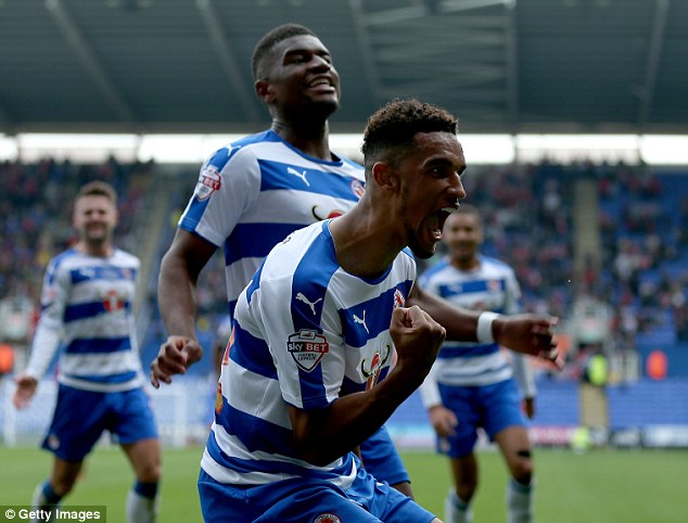 Nick Blackman celebrates scoring Reading's second goal of the game from the penalty spot