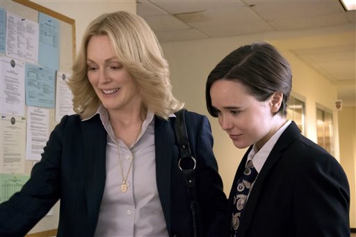 In this image released by Lionsgate Julianne Moore left and Ellen Page appear in a scene from'Freeheld