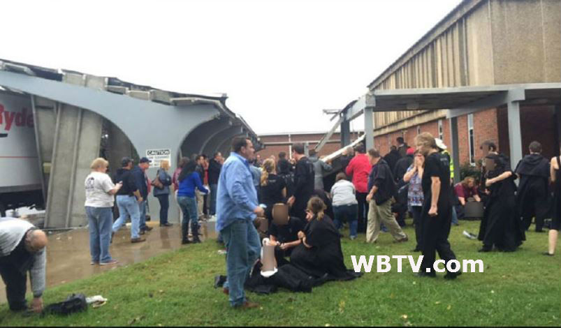 North Carolina high school's roof partially collapses, injuring at least 16