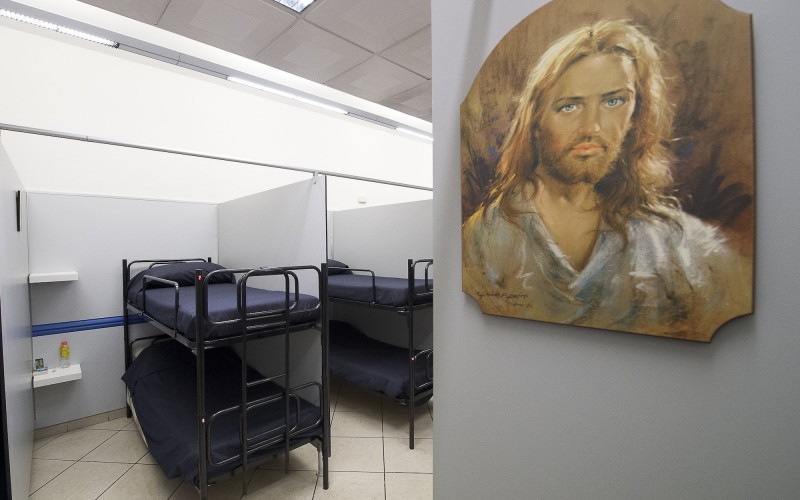 An image of Christ inside the Gift of Mercy a shelter for homeless men in the Vatican