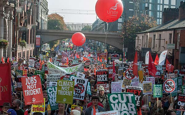 Protesters took on the Tories in Manchester today Sunday