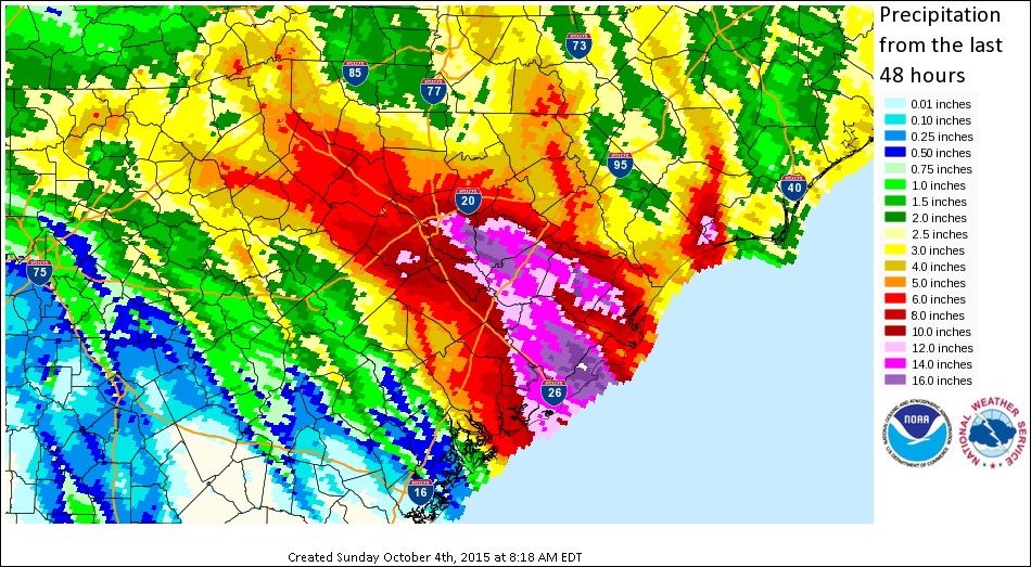 NWS- Rainfall Amounts SC 48 Hours