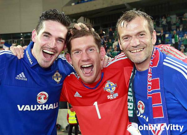 Kyle Lafferty Michael Mc Govern and Roy Carroll