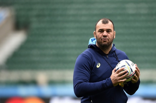 Australia's head coach Michael Cheika attends the captain's run at Twickenham stadium in southwest London