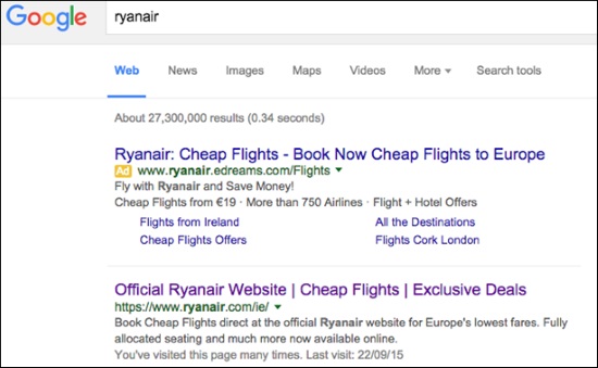 Ryanair takes battle with screenscrapers to Google