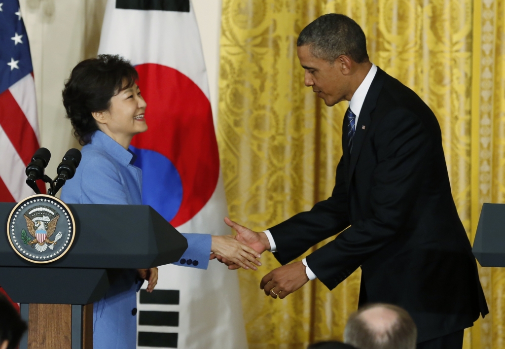 South Korean President Geun Hye Park and U.S. President Barack Obama