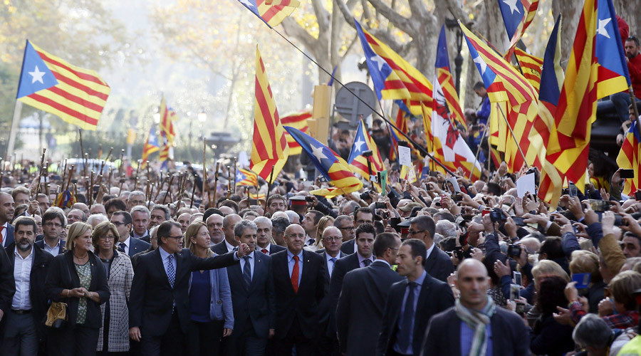 Catalonian President Artur Mas arrives to appear in court after being indicted by his region's supreme court for pushing ahead with a symbolic referendum on independence