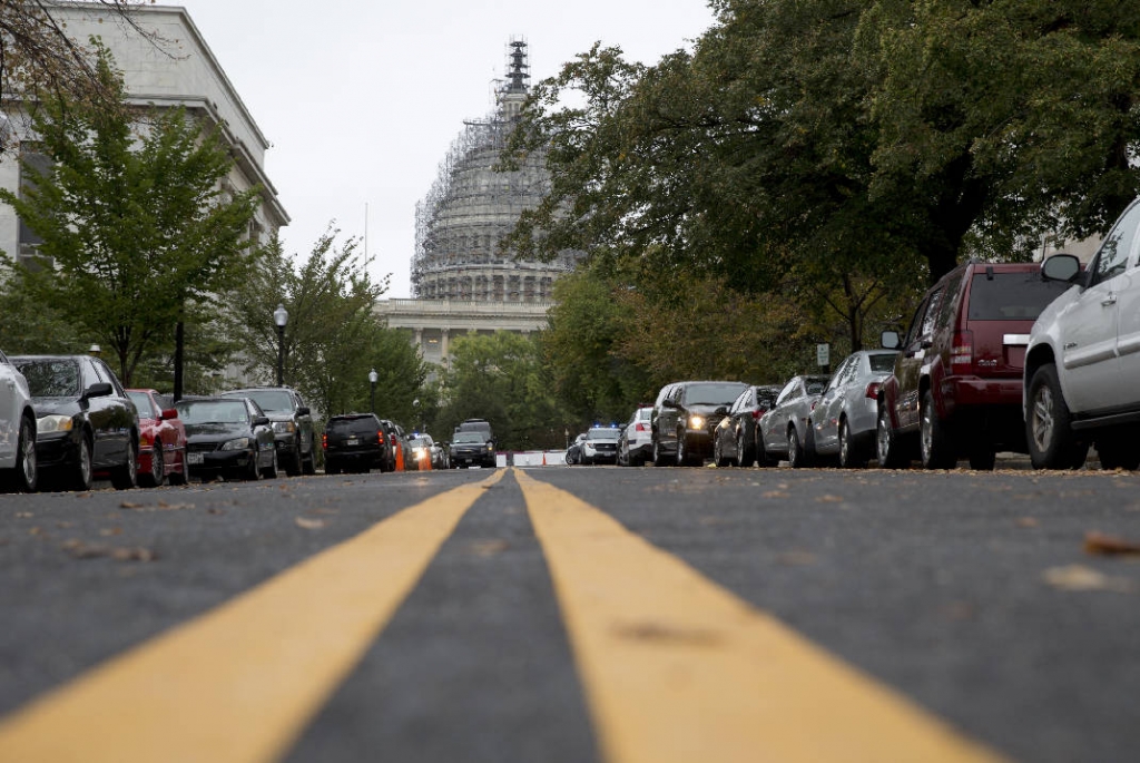 The Capitol Dome covered with scaffolding is seen on Capitol Hill in Washington Wednesday Sept. 30 2015