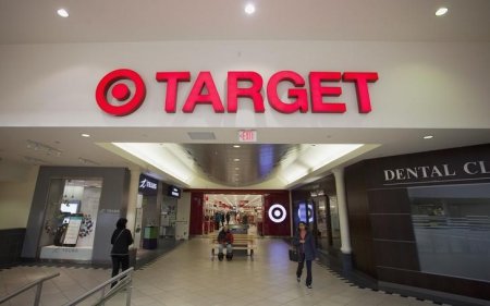 People are seen in front of a Target store in Delta British Columbia