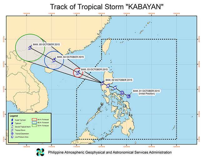 Track of Tropical Storm Kabayan as of 8 a.m Friday October 2