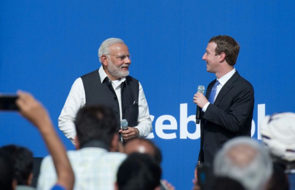 AFP  Susana Bates Indian Prime Minister Narendra Modi and Facebook CEO Mark Zuckerberg attend a townhall meeting at Facebook headquarters in Menlo Park California