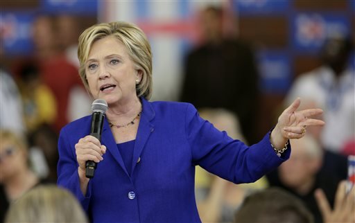 Democratic presidential candidate Hillary Rodham Clinton speaks during a community forum on healthcare at Moulton Elementary School in Des Moines Iowa. A Chinese government official said Monday Sept. 28 2015 that H