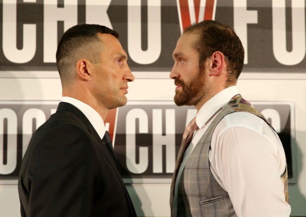 Wladimir Klitschko and Tyson Fury during a recent press conference