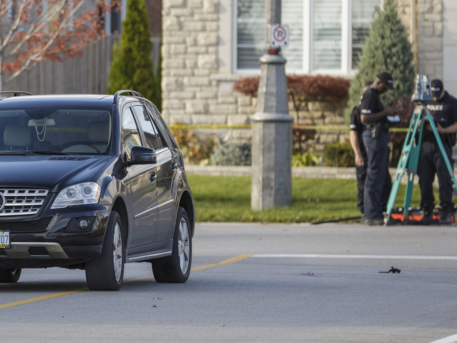 The black SUV involved in a traffic accident that killed a four-year-old girl in Markham