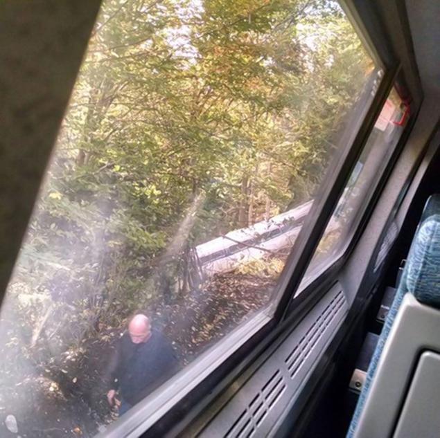 An Instagram user posted this image from the derailed train