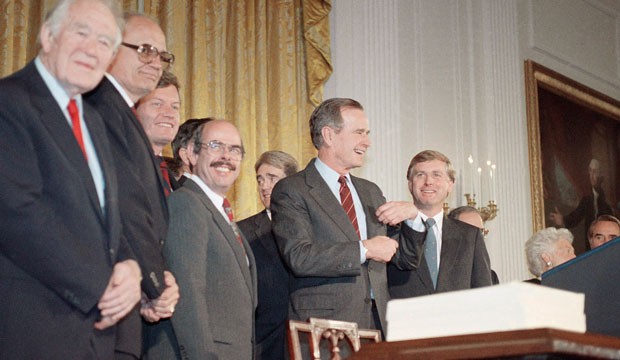 President George H.W. Bush after signing the Clean Air Act of 1990