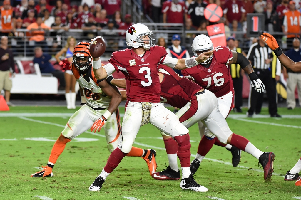 Quarterback Carson Palmer of the Arizona Cardinals throws a pass during the fourth quarter against the Cincinnati Bengals