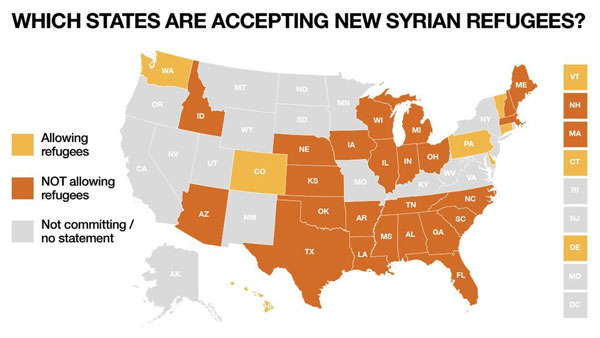 After attacks, governors shun Syrian refugees