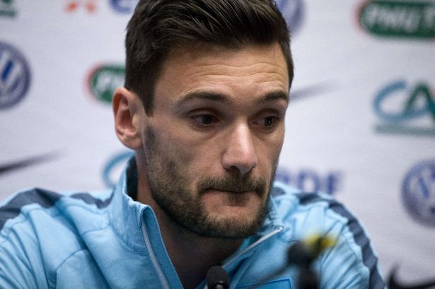 France's team captain and goalkeeper Hugo Lloris attends a press conference at Wembley stadium