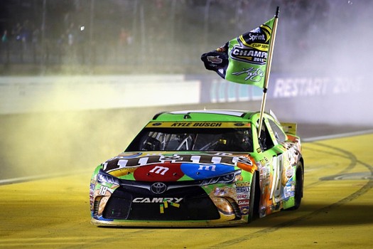 Kyle Busch celebrates Sunday night at Homestead Miami Speedway