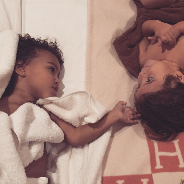 Kim shared the adorable snap of North and Penelope