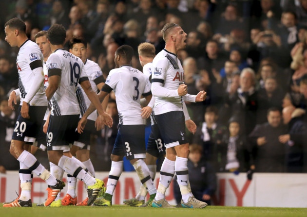 Toby Alderweireld celebrates his goal against West Ham