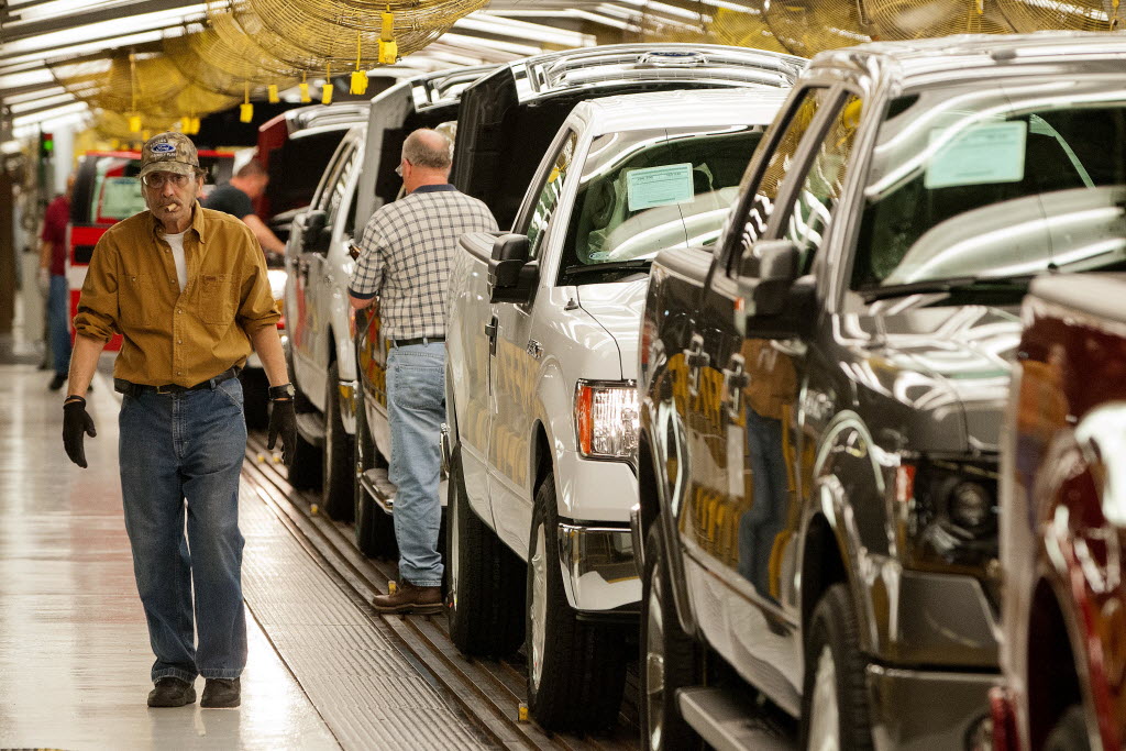 Workers at Ford's factory in Claycomo Mo