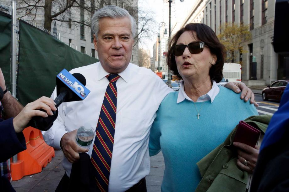 Former New York state Senate leader Dean Skelos and his wife Gail Skelos arrive at Federal court in New York Thursday Dec. 10 2015. Deliberations are expected to begin sometime Thursday at the Manhattan trial of the Long Island Republican and his son